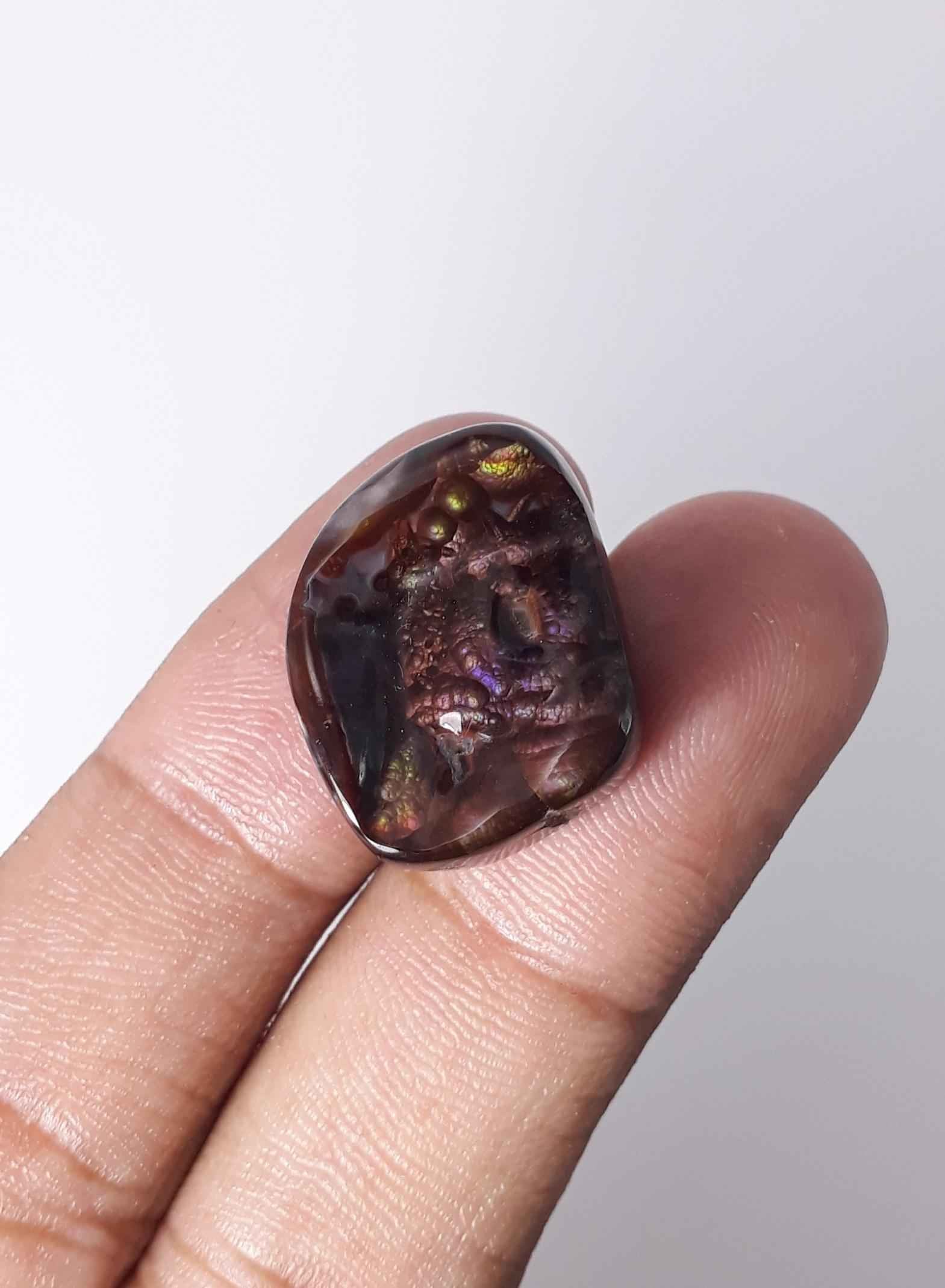 23.8ct Purple Fire Agate,  Rare Fire Agate - Polished Fire Agate, Dimensions 23 x 17 mm