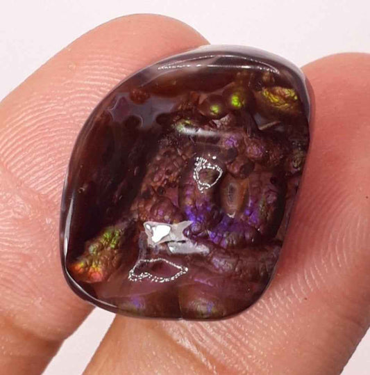 23.8ct Purple Fire Agate, Rare Fire Agate - Polished Fire Agate, Dimensions 23 x 17 mm