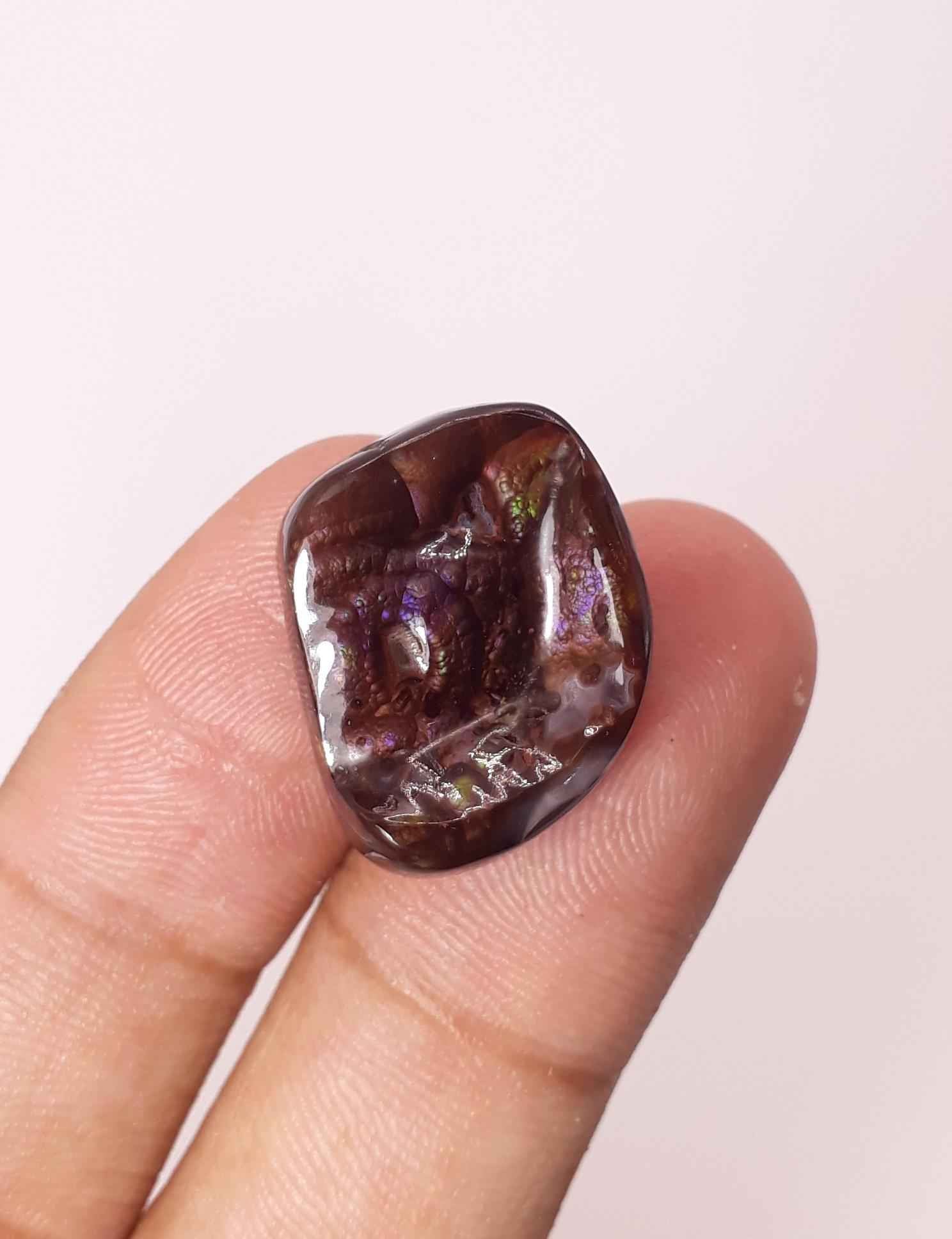 23.8ct Purple Fire Agate,  Rare Fire Agate - Polished Fire Agate, Dimensions 23 x 17 mm