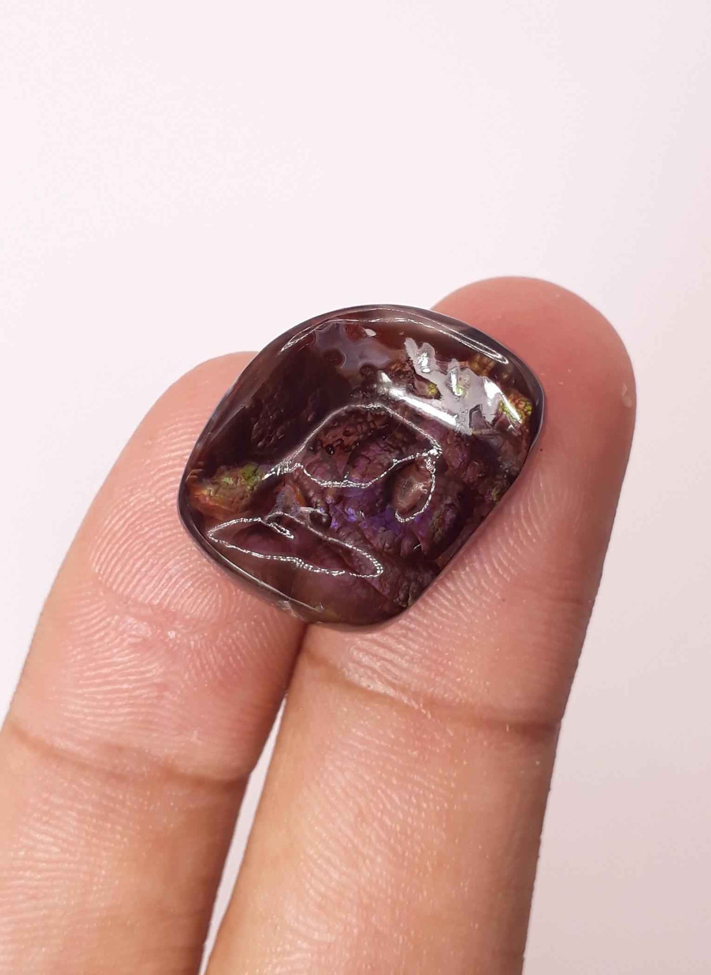 23.8ct Purple Fire Agate,  Rare Fire Agate - Polished Fire Agate, Dimensions 23 x 17 mm