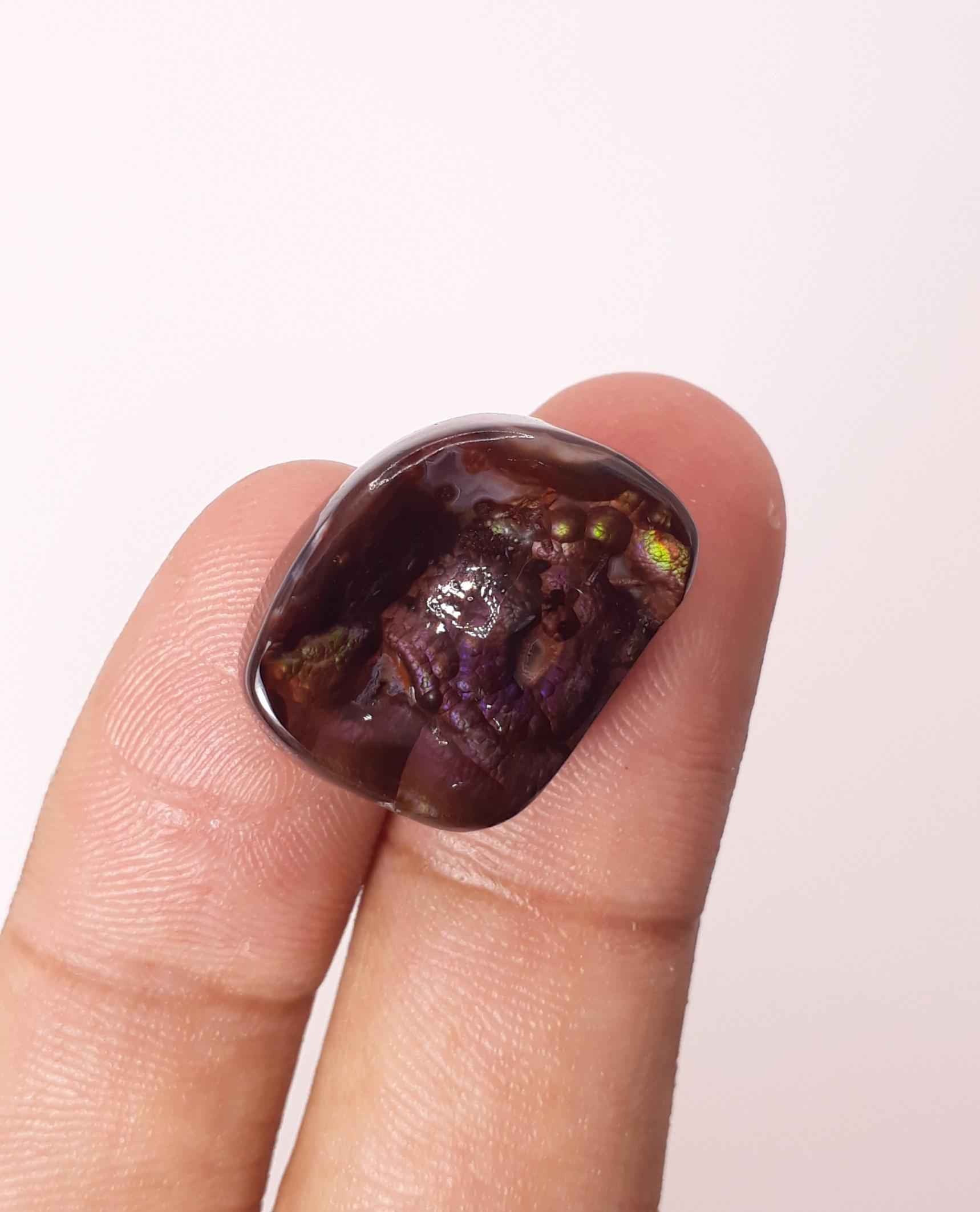 23.8ct Purple Fire Agate,  Rare Fire Agate - Polished Fire Agate, Dimensions 23 x 17 mm