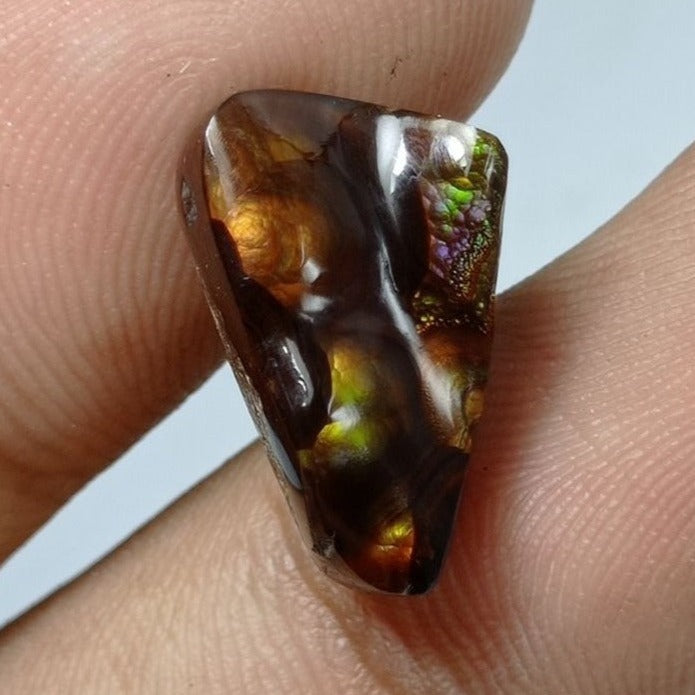 8.6ct MultiColored Carved Fire Agate, Dimensions 16x10.5x6mm