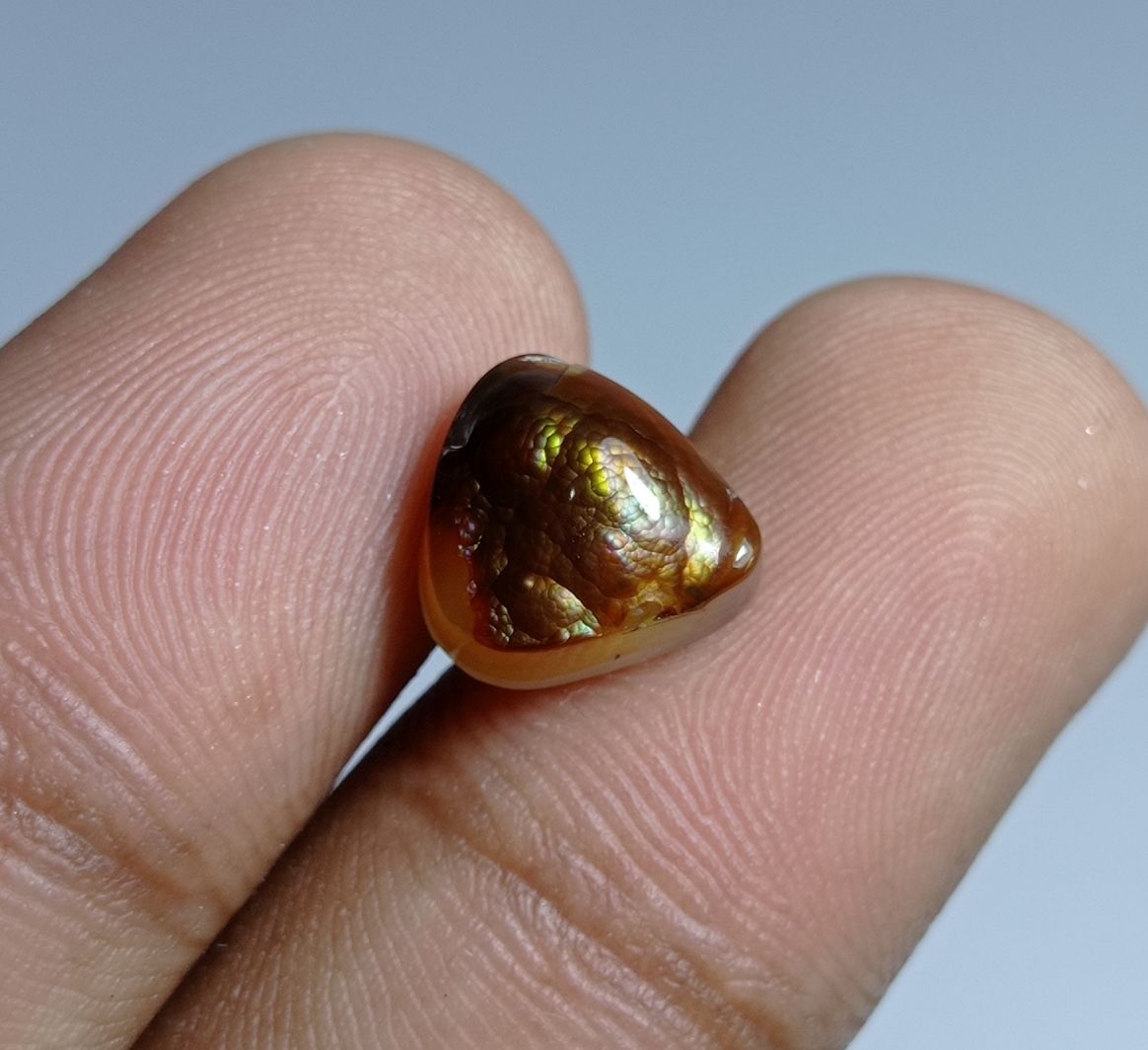 5.1ct Natural Unique Fire Agate - More rarer shade in Agata De Feugo , Dimensions 10.5x10x5.5mm