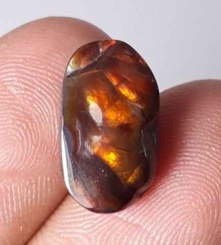 7.4ct Mexican Fire Agate, Rare Fire Agate - Aatshi Aqeeq - Dimensions 15x9mm