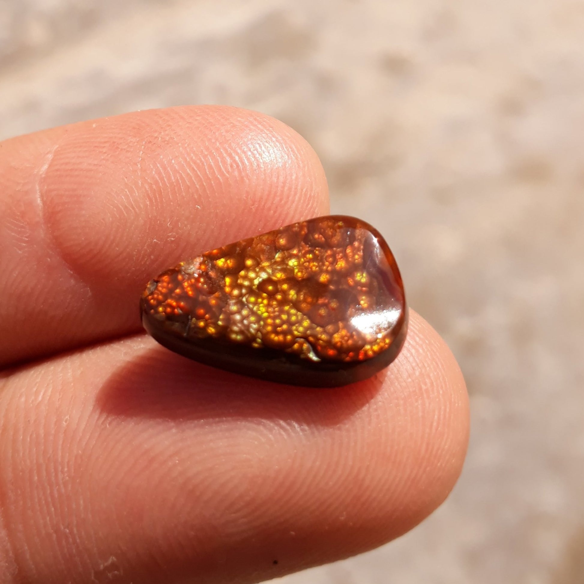 Mexican Fire Agate Convex Bubbly Pattern