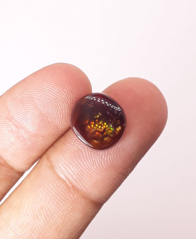 6.7ct Beautiful Rare Bubbly Mexican Fire Agate cabochon - Dimension 12x11mm