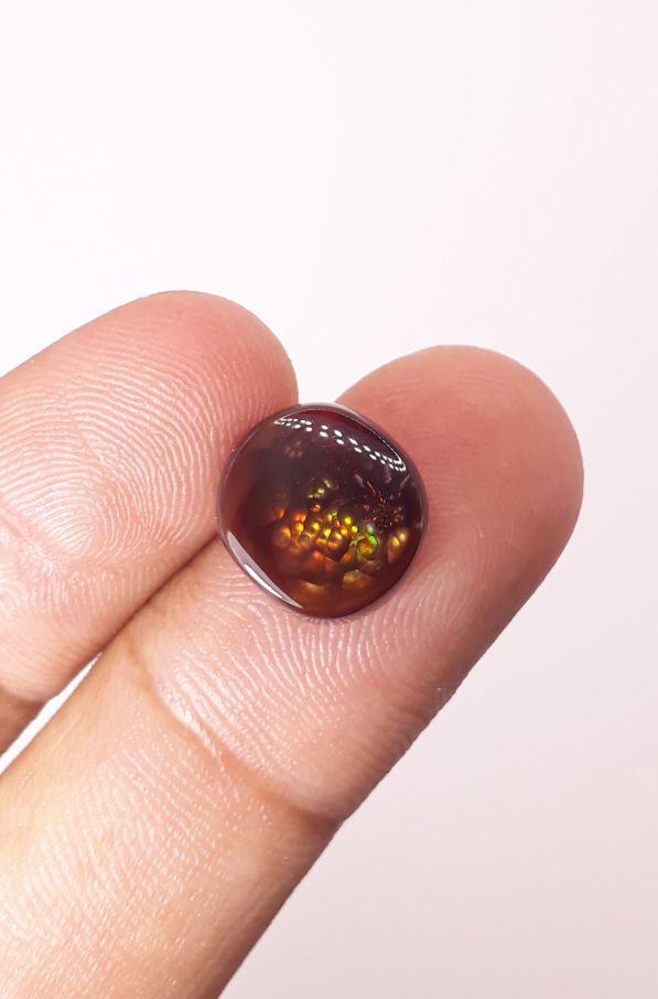 6.7ct Beautiful Rare Bubbly Mexican Fire Agate cabochon - Dimension 12x11mm