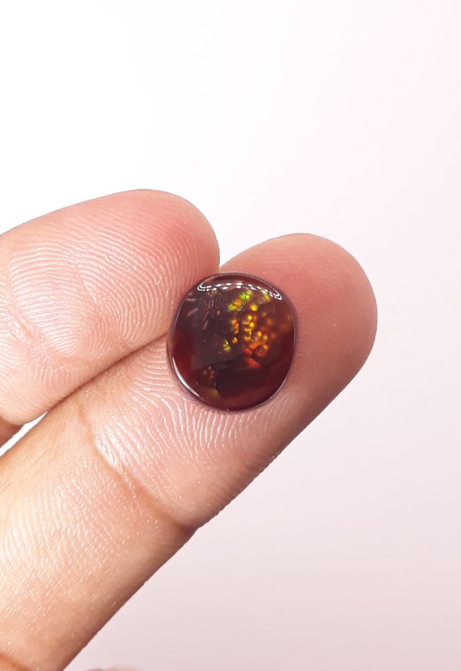 6.7ct Beautiful Rare Bubbly Mexican Fire Agate cabochon - Dimension 12x11mm