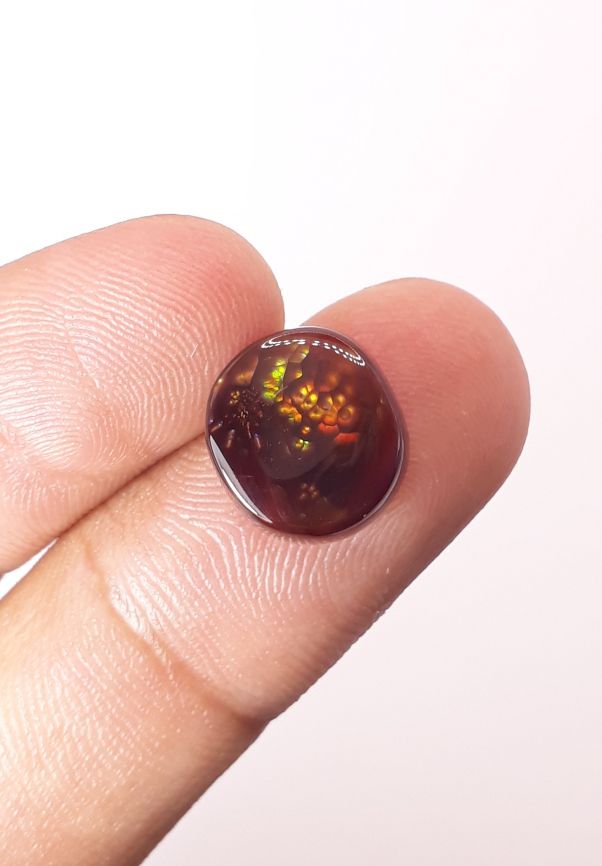 6.7ct Beautiful Rare Bubbly Mexican Fire Agate cabochon - Dimension 12x11mm