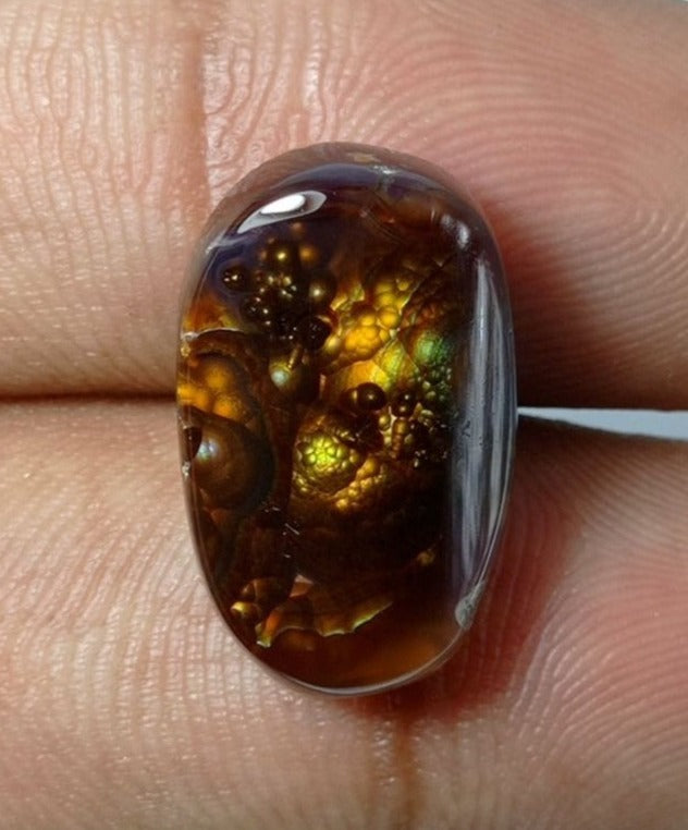 13.60ct Mexican Fire Agate,  Rare Cabochon Fire Agate, Perfect gemstone Gift, Rare Gemstone, Dimensions 20x12x6mm
