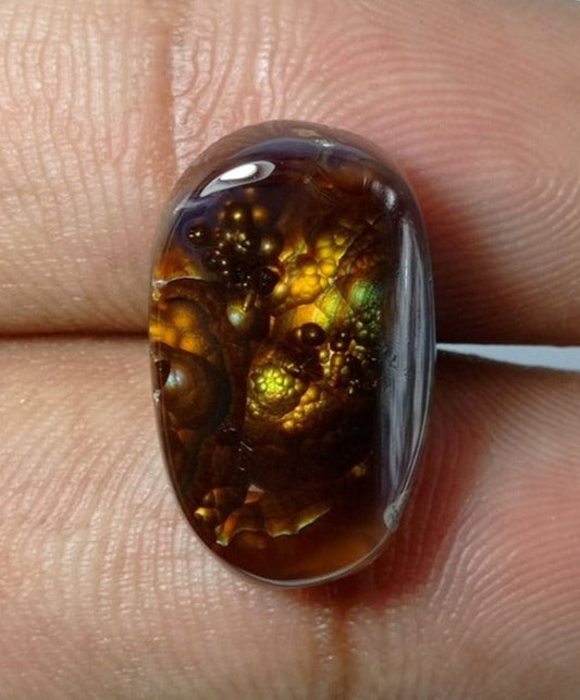 13.60ct Mexican Fire Agate,  Rare Cabochon Fire Agate, Perfect gemstone Gift, Rare Gemstone, Dimensions 20x12x6mm