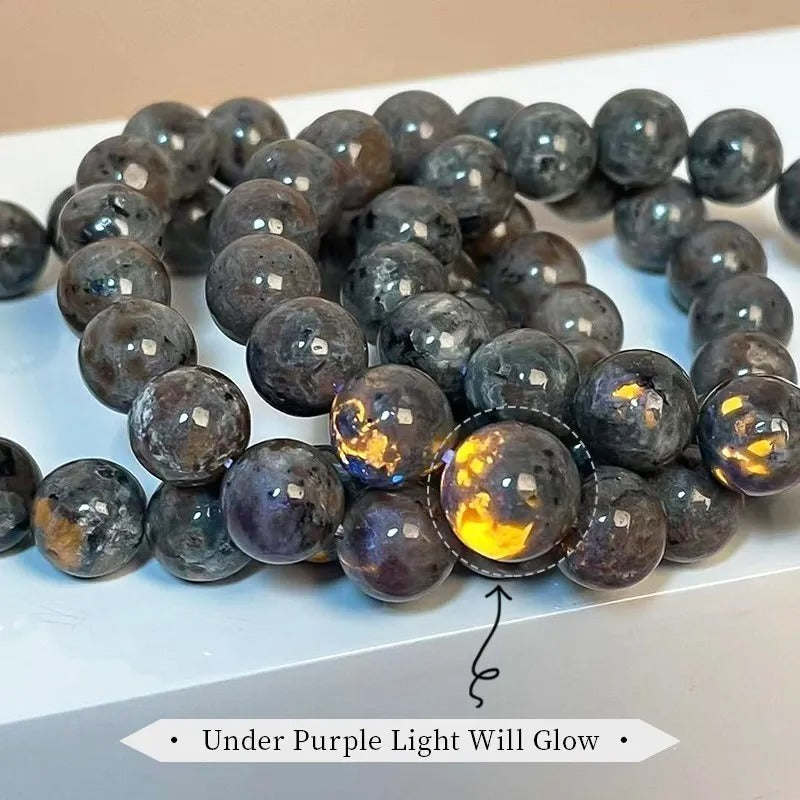 Natural Flame Stone Gemstone Bracelet aka Yooperlite, Sizes 6-12mm