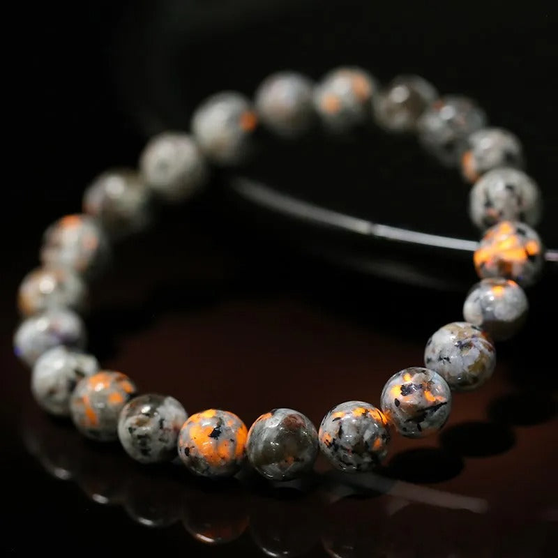 Natural Flame Stone Gemstone Bracelet aka Yooperlite, Sizes 6-12mm