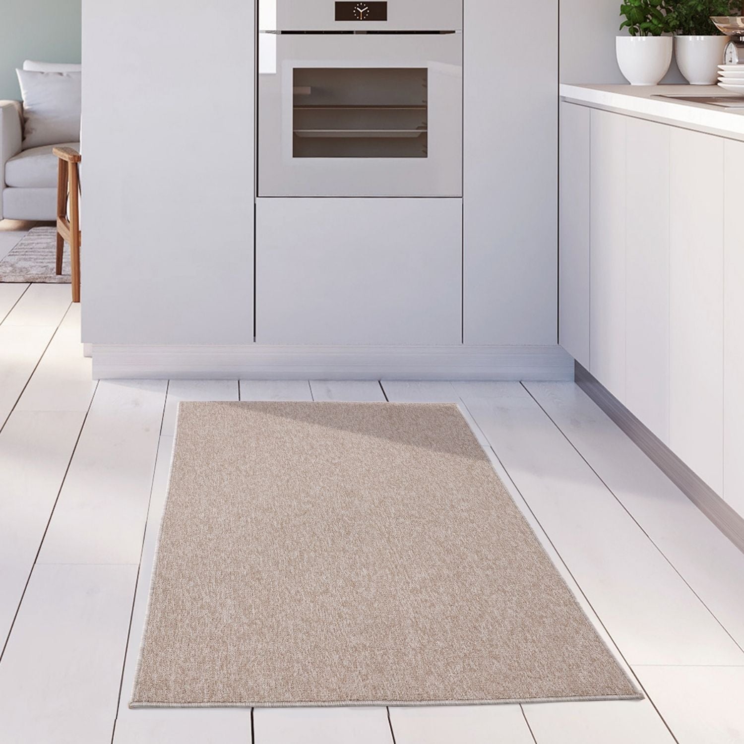 Flex Beige Low Pile Solid Rug