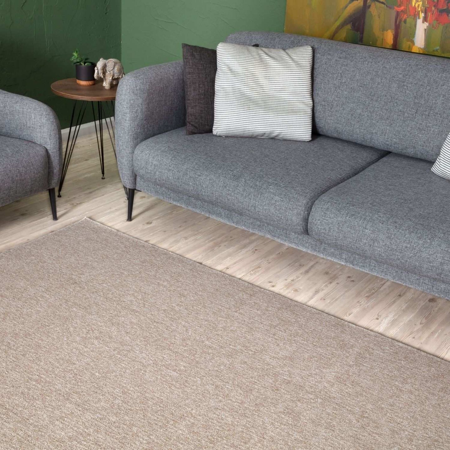 Flex Beige Low Pile Solid Rug