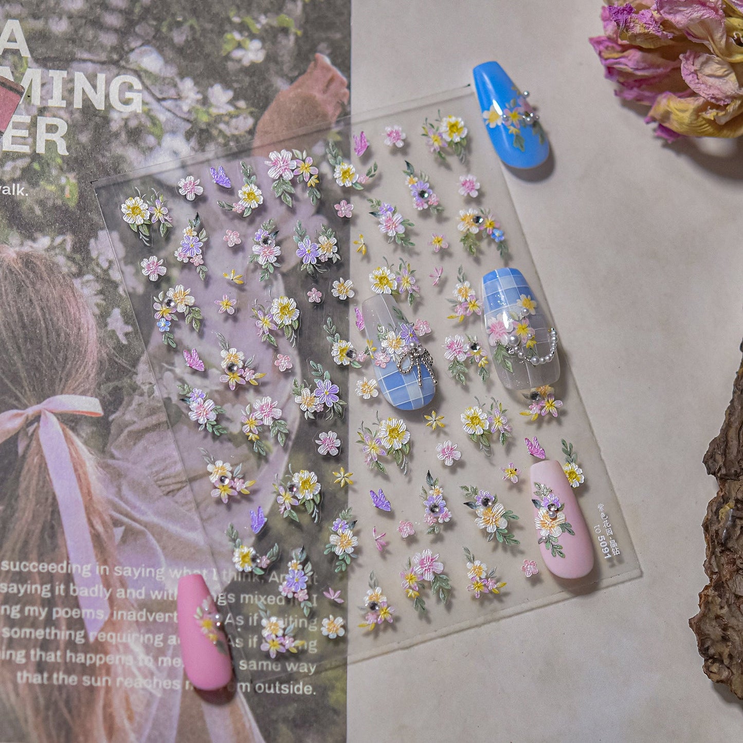 Hello Claws | Flower Diamond Nail Deco Sticker