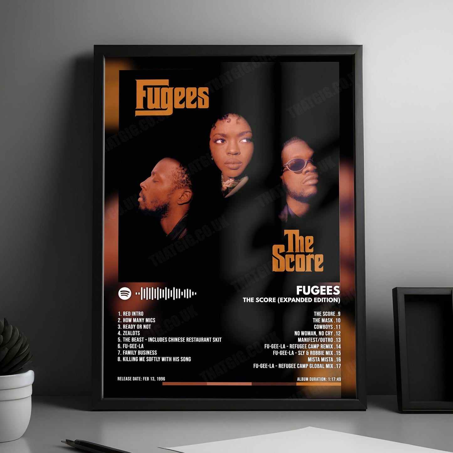 Fugees "The Score" Album Cover Poster - with Complete Tracklist