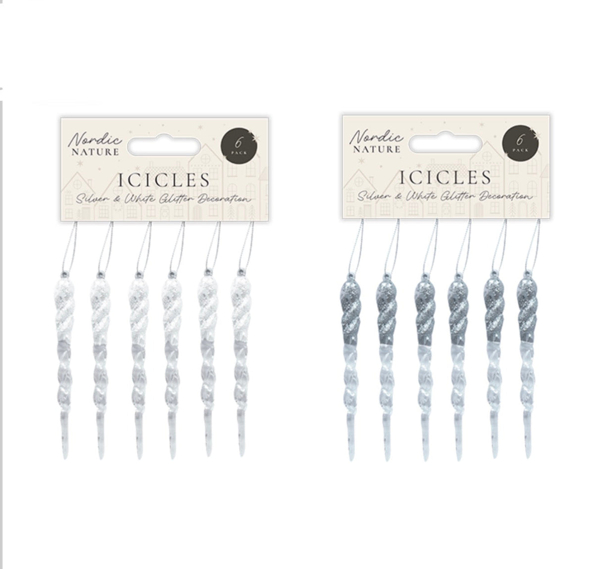 Acrylic glitter icicles 6 pack