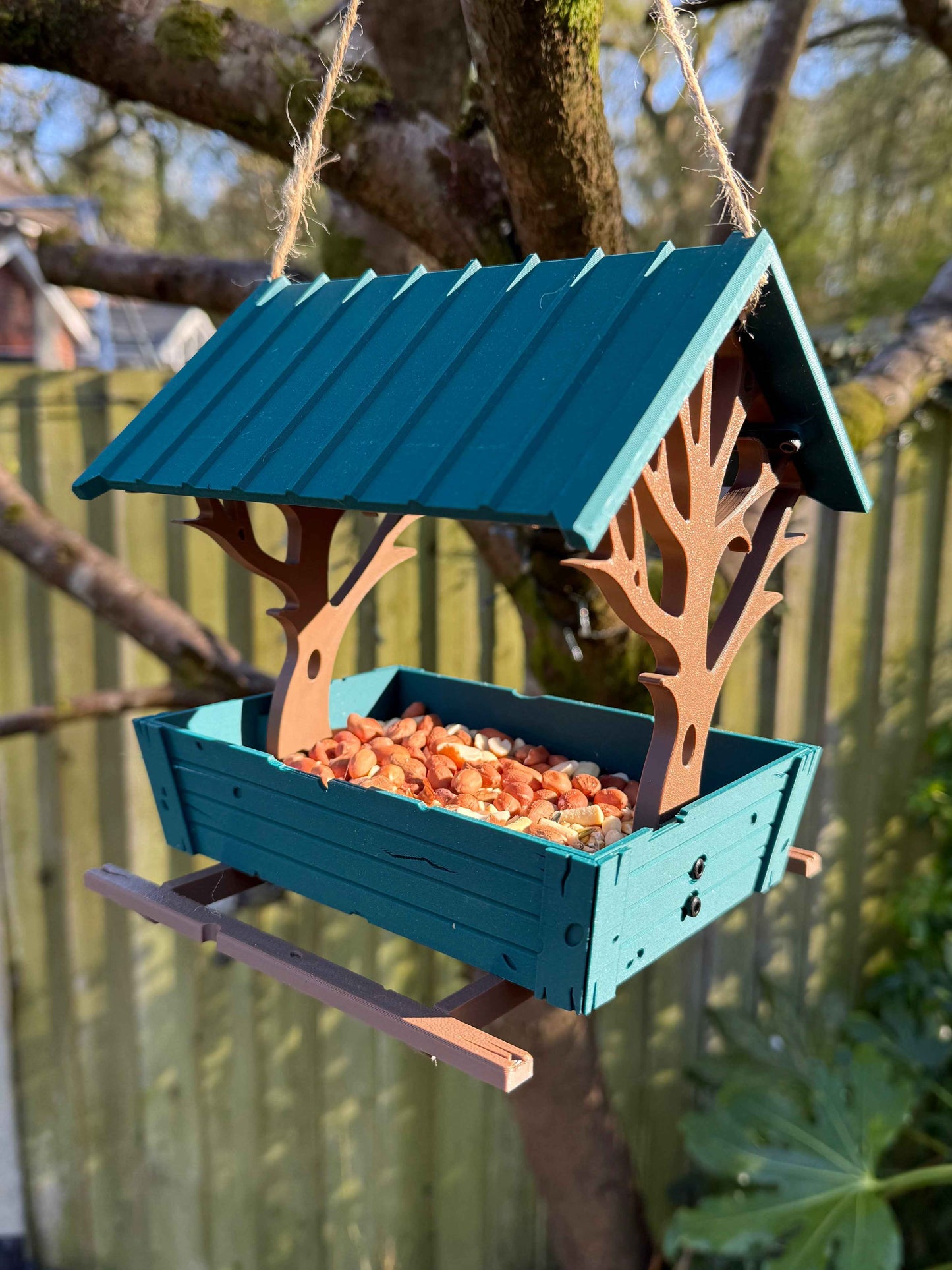 3D Printed Hanging Bird Feeder with Tree Design | Garden Decor | Bird Lover Gift