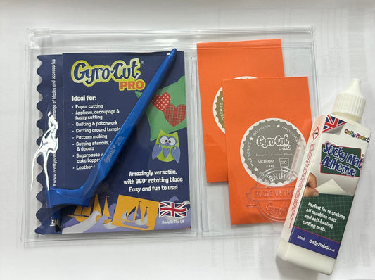 NEW LIMITED EDITION Gyro-Cut® XTR Full Metal Tool Including All 3 Blades - Standard, Medium and Deep Cut Blades and our Sticky Mat Adhesive Glue