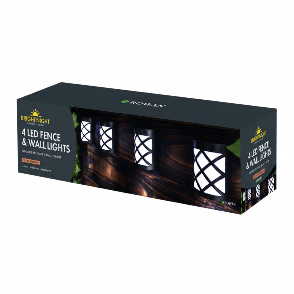 Solar LED fence & wall lights 4 pack