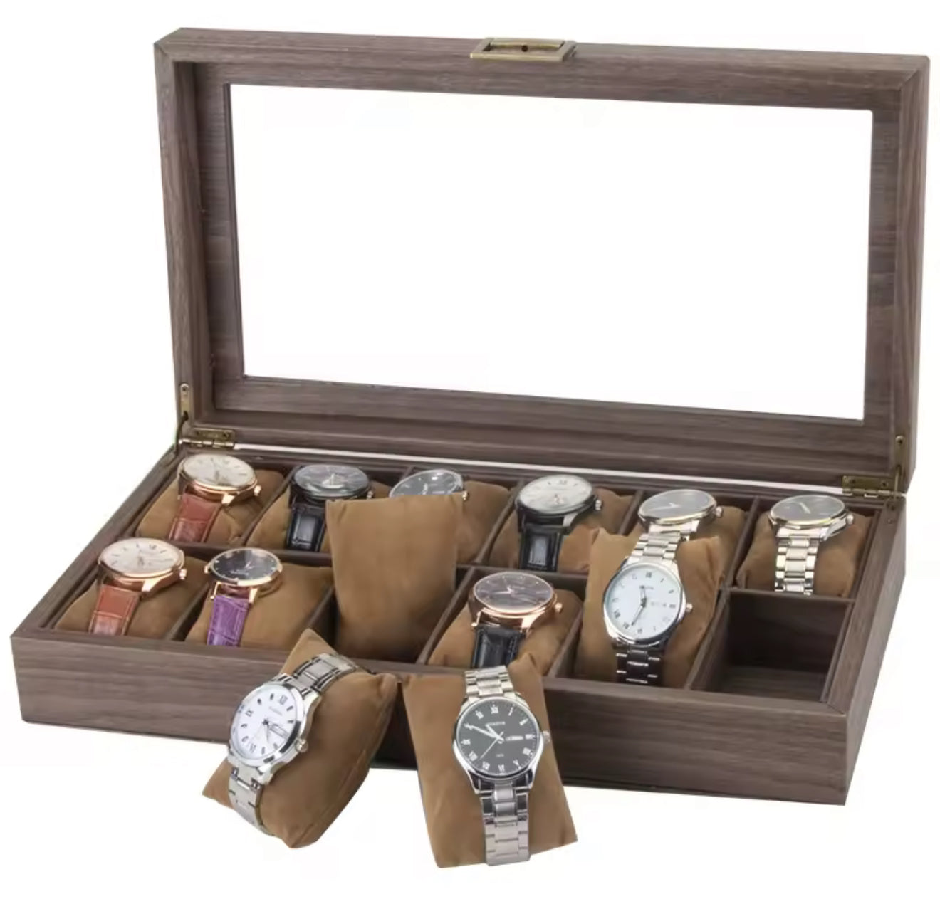 12 Slot Watch Box Organizer Watch Case12 Slots Wooden Watch Box.