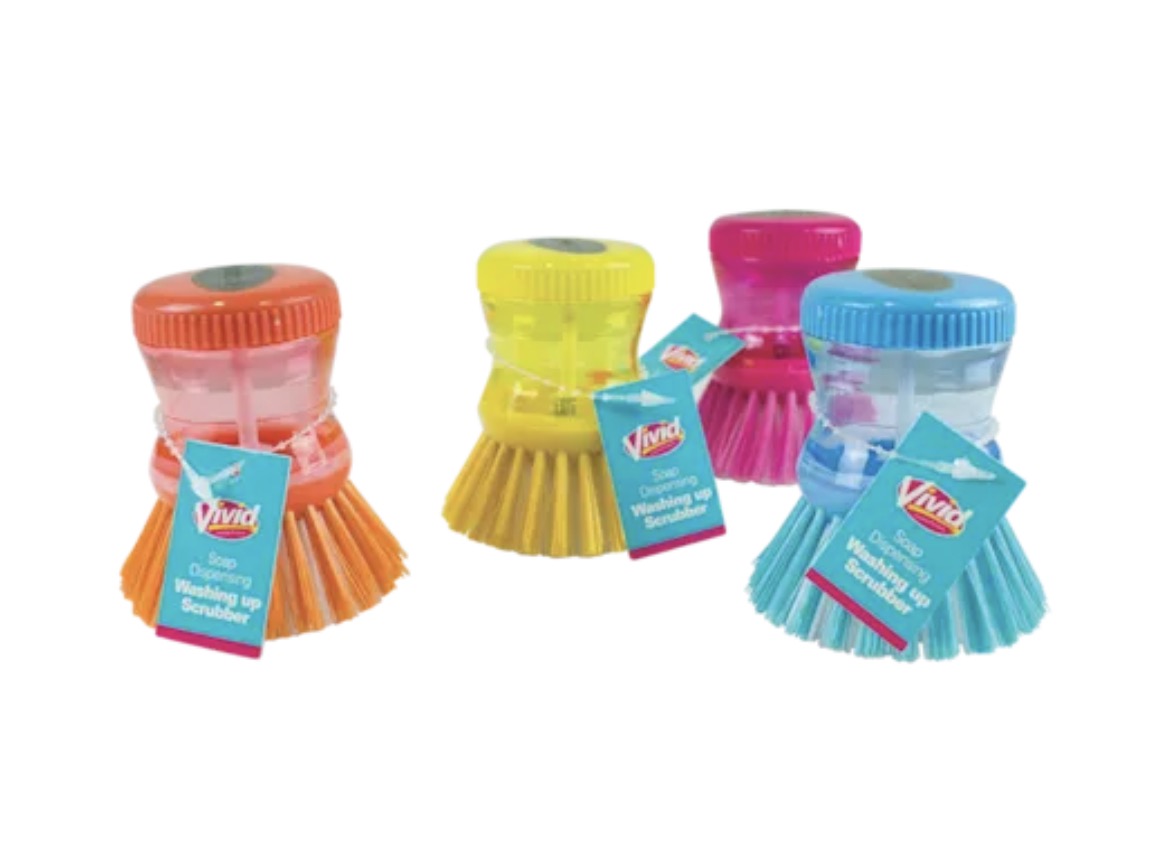 Soap dispensing washing up scrubber