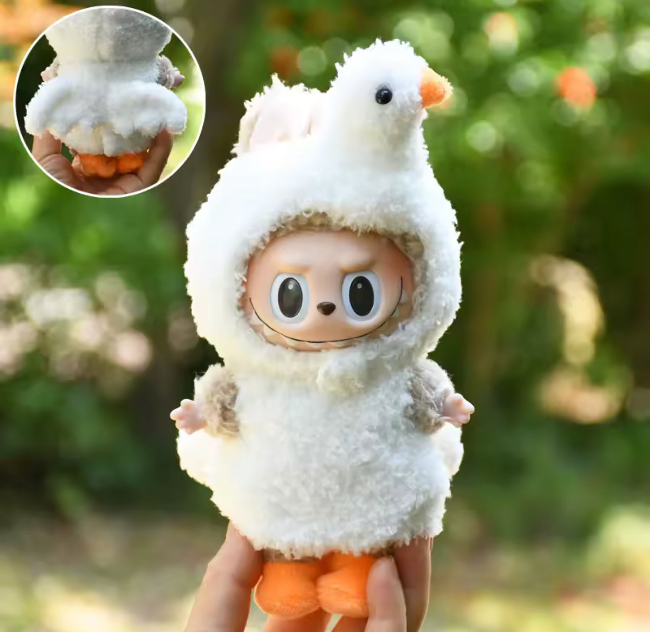 Labubu Duckling Hoodie Outfit Set - White Hooded Costume (17cm)