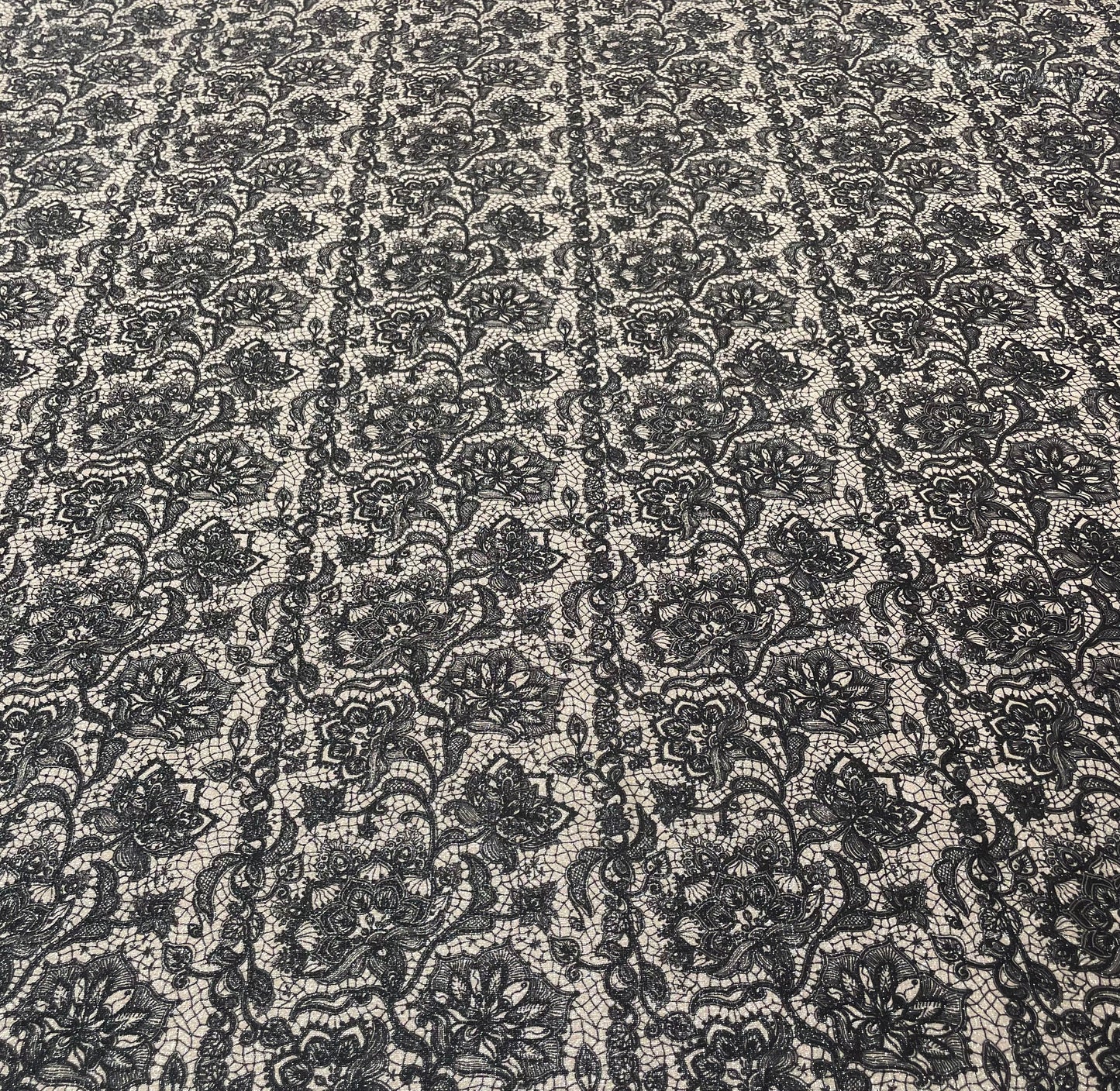 Black Metallic Floral Lace Lurex Fabric by the Metre