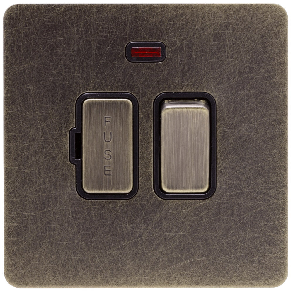 Caradok Screwless Antique Brass Switched 13a Fused Spur - 1 Gang - The Georgian