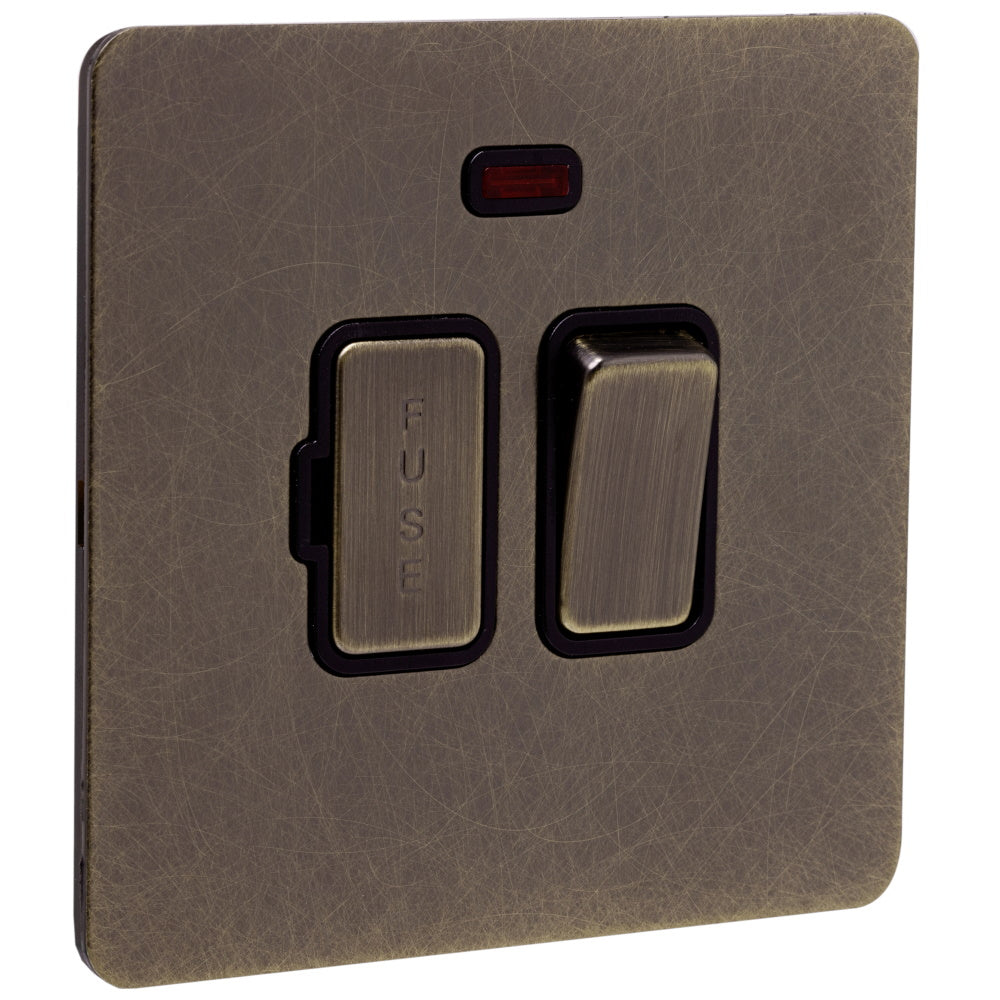 Caradok Screwless Antique Brass Switched 13a Fused Spur - 1 Gang - The Georgian