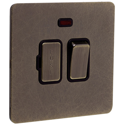 Caradok Screwless Antique Brass Switched 13a Fused Spur - 1 Gang - The Georgian