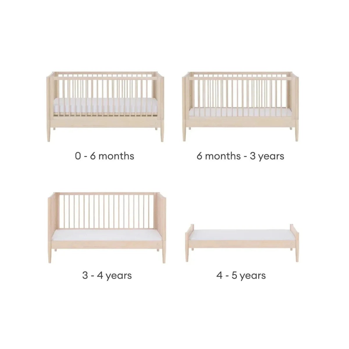 Gaia Baby Eos Nursery Cot Bed - All Natural Ash