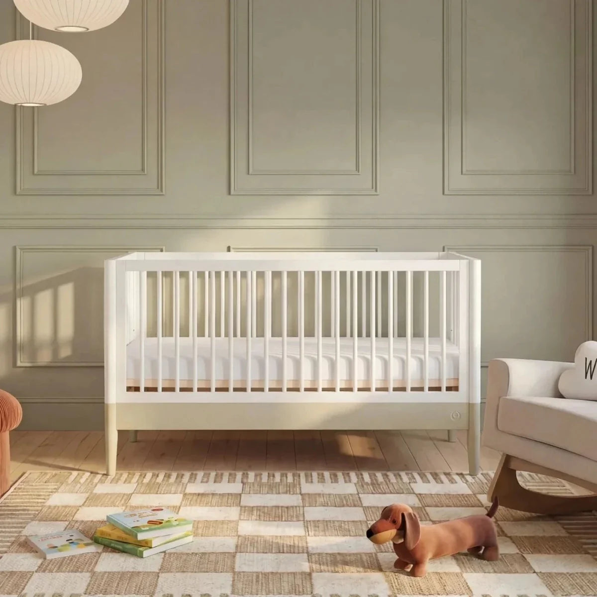 Gaia Baby Eos Nursery Cot Bed - Desert Sage/White