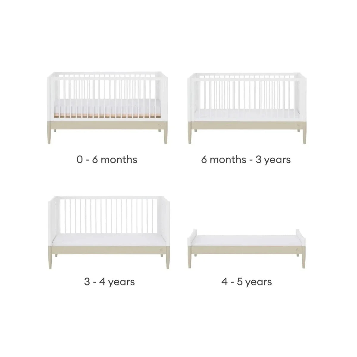 Gaia Baby Eos Nursery Cot Bed - Desert Sage/White
