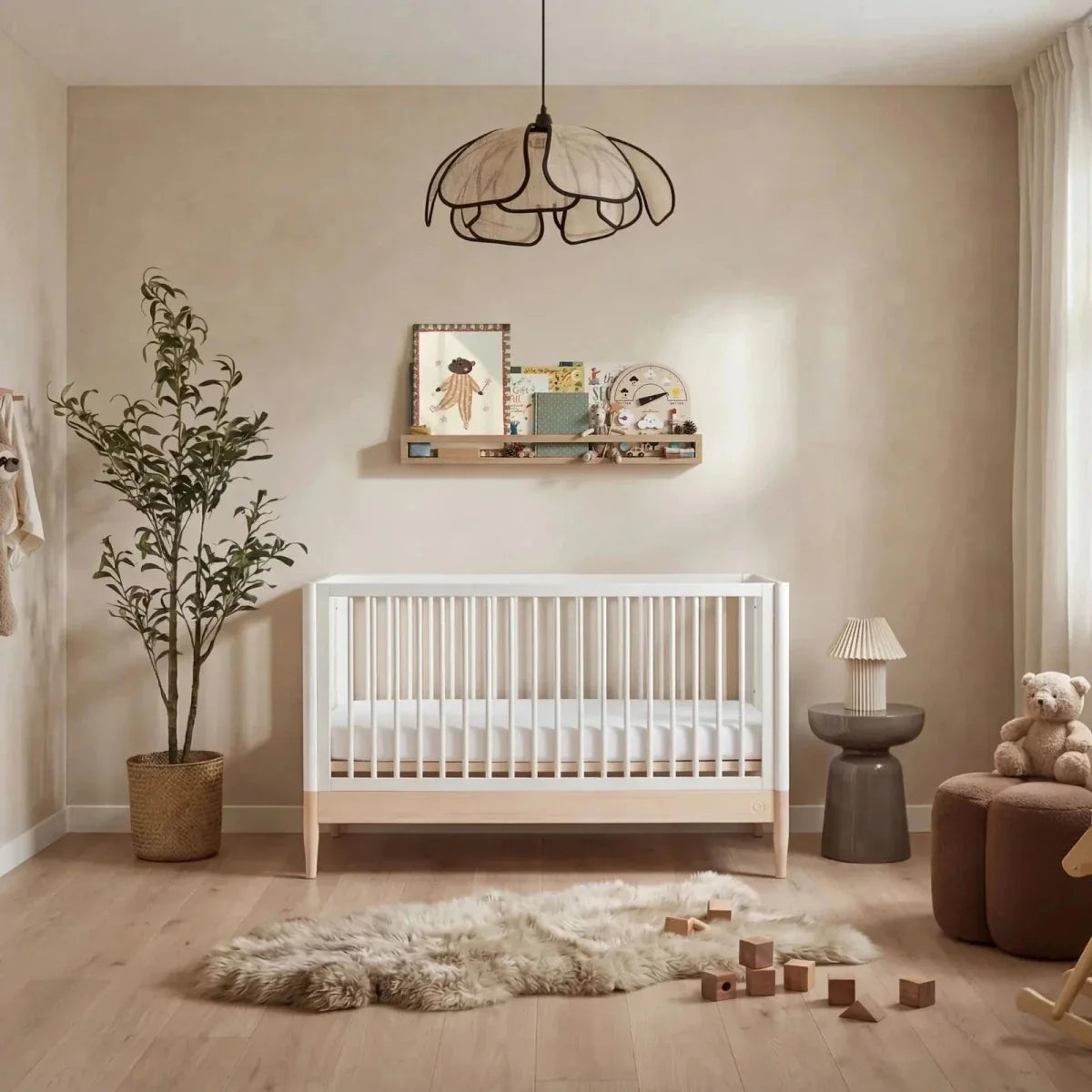 Gaia Baby Eos Nursery Cot Bed - Natural Ash/White