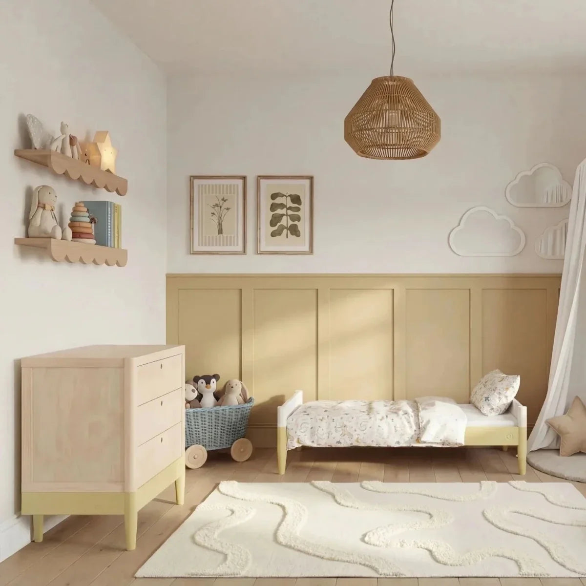 Gaia Baby Eos Nursery Cot Bed - Primrose Yellow/Natural Ash