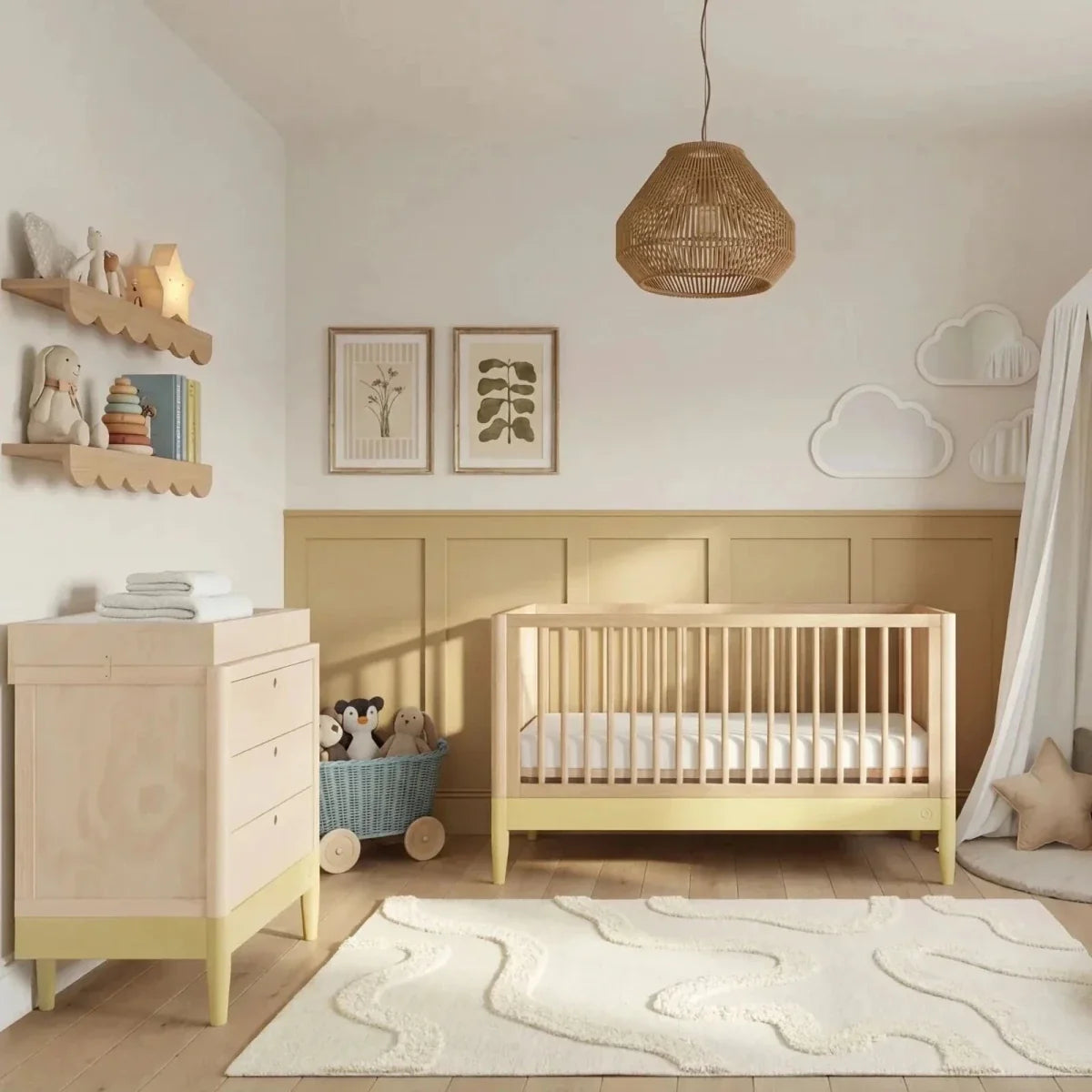 Gaia Baby Eos Nursery Cot Bed - Primrose Yellow/Natural Ash