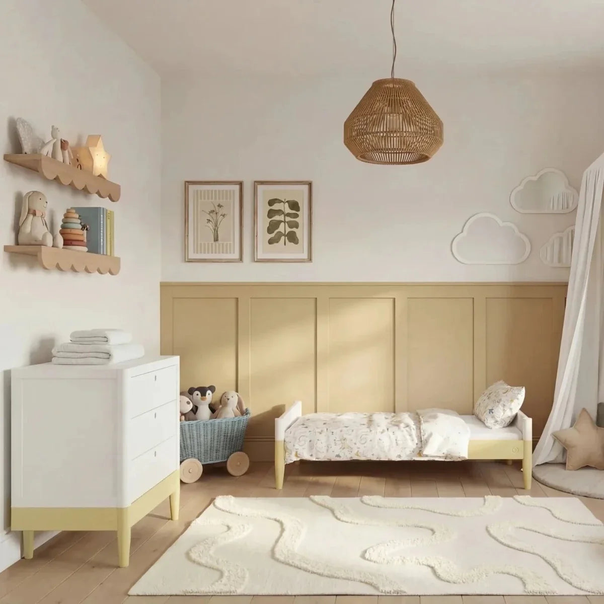 Gaia Baby Eos Nursery Cot Bed - Primrose Yellow/White