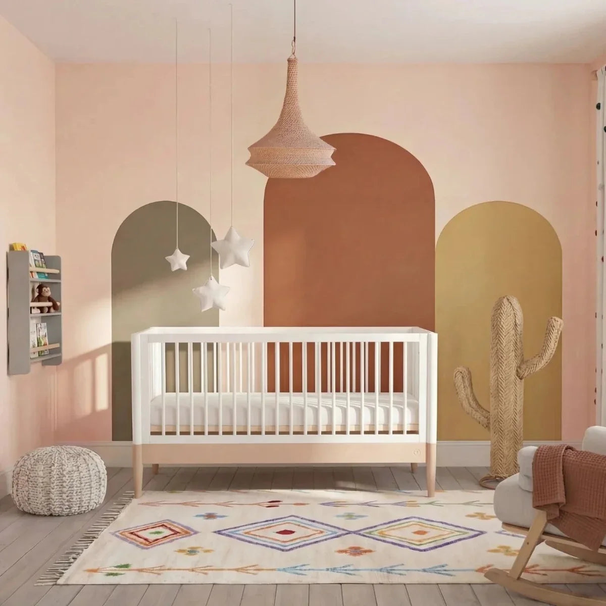 Gaia Baby Eos Nursery Cot Bed - Powder Blush/White