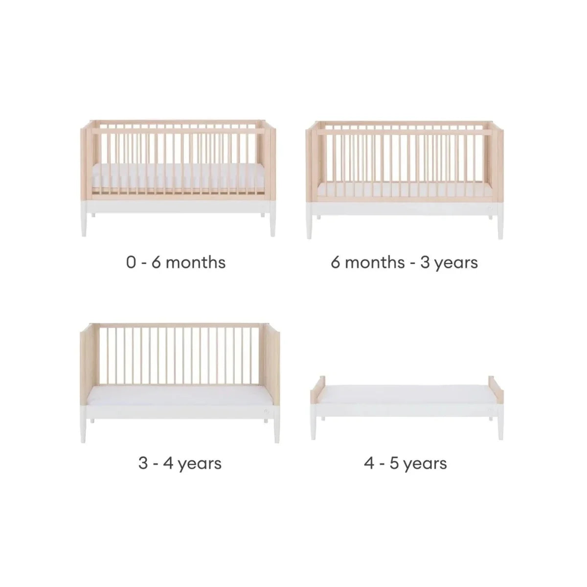 Gaia Baby Eos Nursery Cot Bed - White/Natural Ash