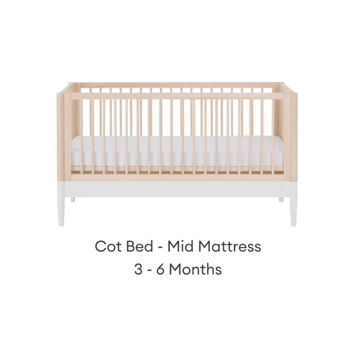 Gaia Baby Eos Nursery Cot Bed - White/Natural Ash