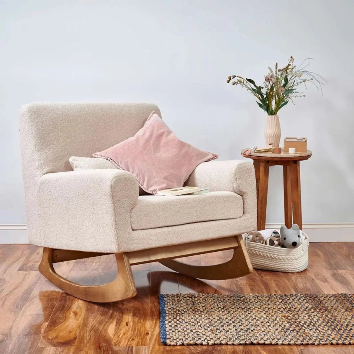 Gaia Baby Serena Nursing Chair and Footstool Set - Biscuit Boucle
