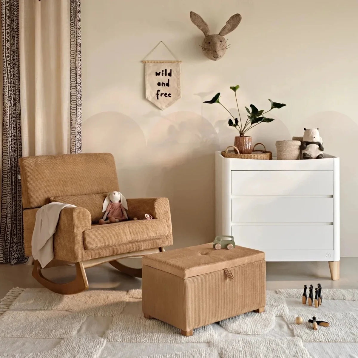 Gaia Baby Serena Nursing Chair and Footstool Set - Caramel Corduroy