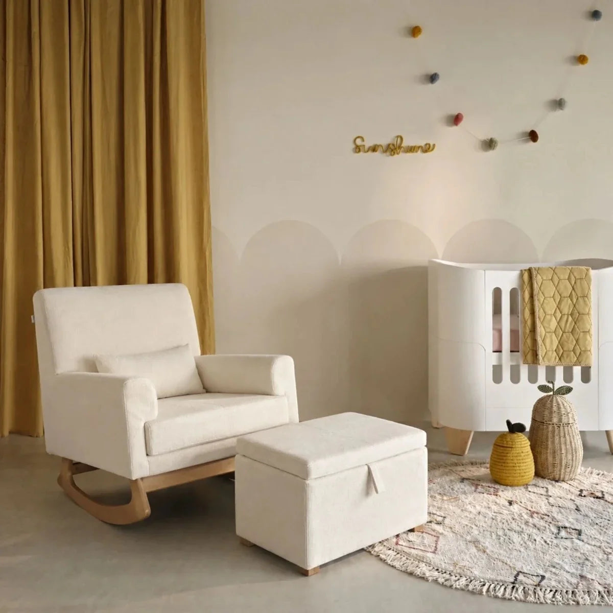 Gaia Baby Serena Nursing Chair and Footstool Set - Chalk Boucle