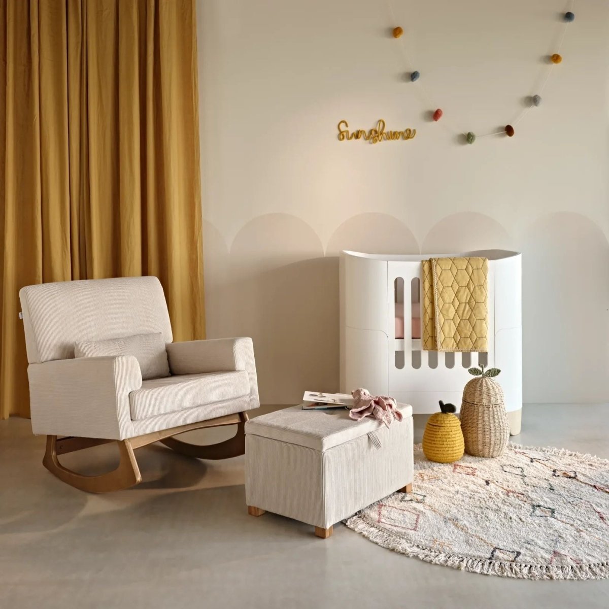 Gaia Baby Serena Mini Cot and Cot Bed Set - White/Natural