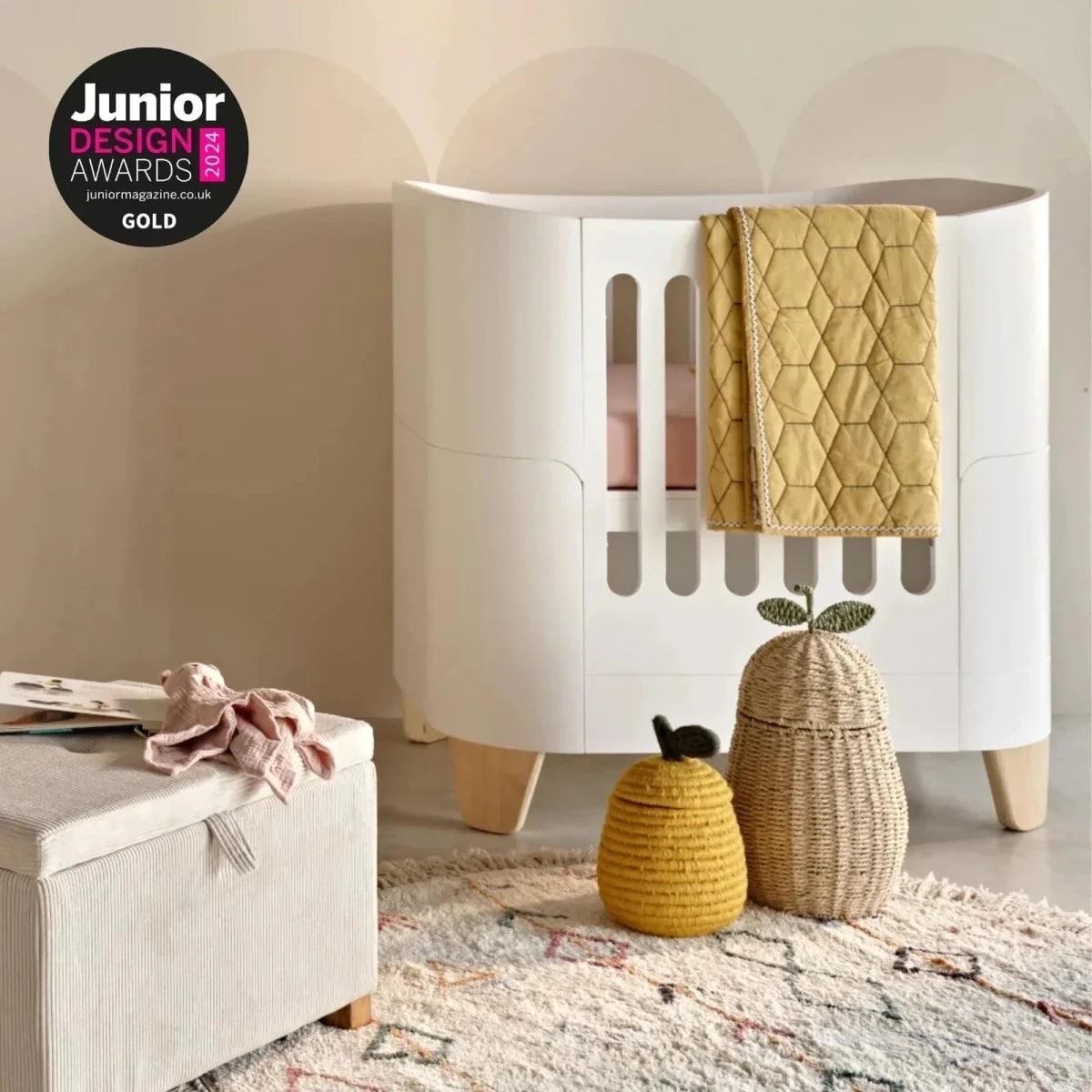 Gaia Baby Serena Mini Cot & Dresser Room Set - White/Natural