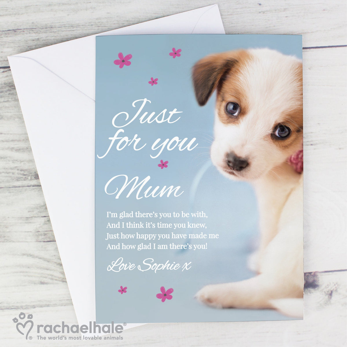 Personalised Rachael Hale 'Just For You' Puppy Card