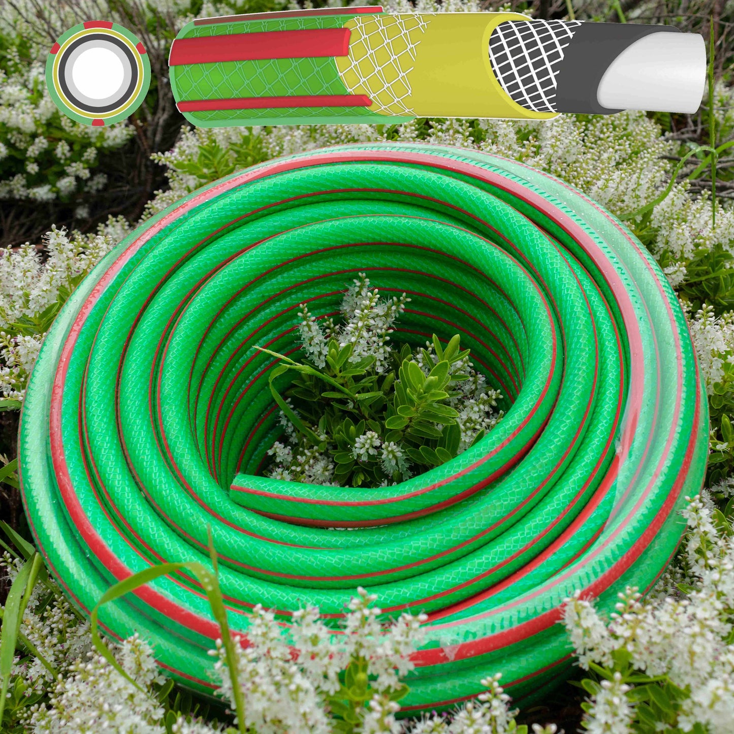 Premium Garden Hose Set Green Multi Function Sprayer DIY Workshop Accessory