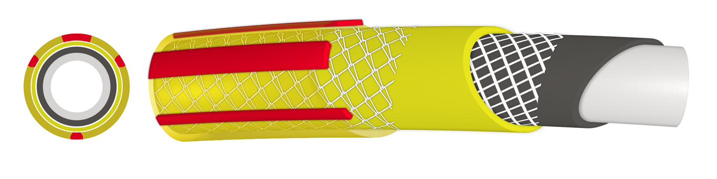 Premium Garden Hose 6-Layer 1/2in Pipe Yellow Water Flow Control Garden Watering